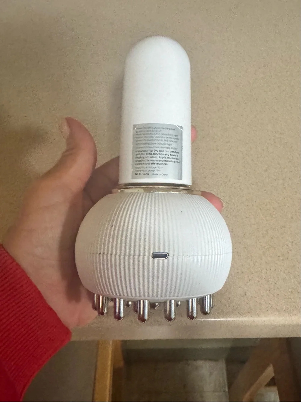 White Portable Massager with Gold Accent - Unknown Brand